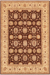 handmade Traditional Kafkaz Brown Beige Hand Knotted RECTANGLE 100% WOOL area rug 8 x 10